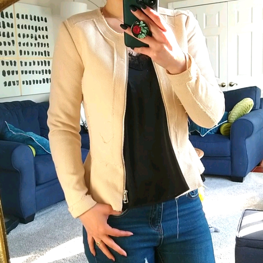 Beige peplum elegant Blazer jacket